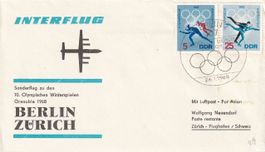 Sonderflug INTERFLUG Berlin (Ost) - Zürich zu Olympia 1968