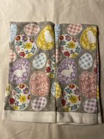 2 Easter Kitchen Towels, Eggs & Bunnies Design, New