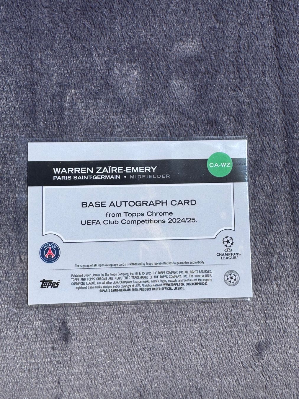 Topps Carte collezionabili: 2025 TOPPS CHROME WARREN ZAÏRE-EMERY AUTO – Usato da Gattikon venduto da Fandiboy 1