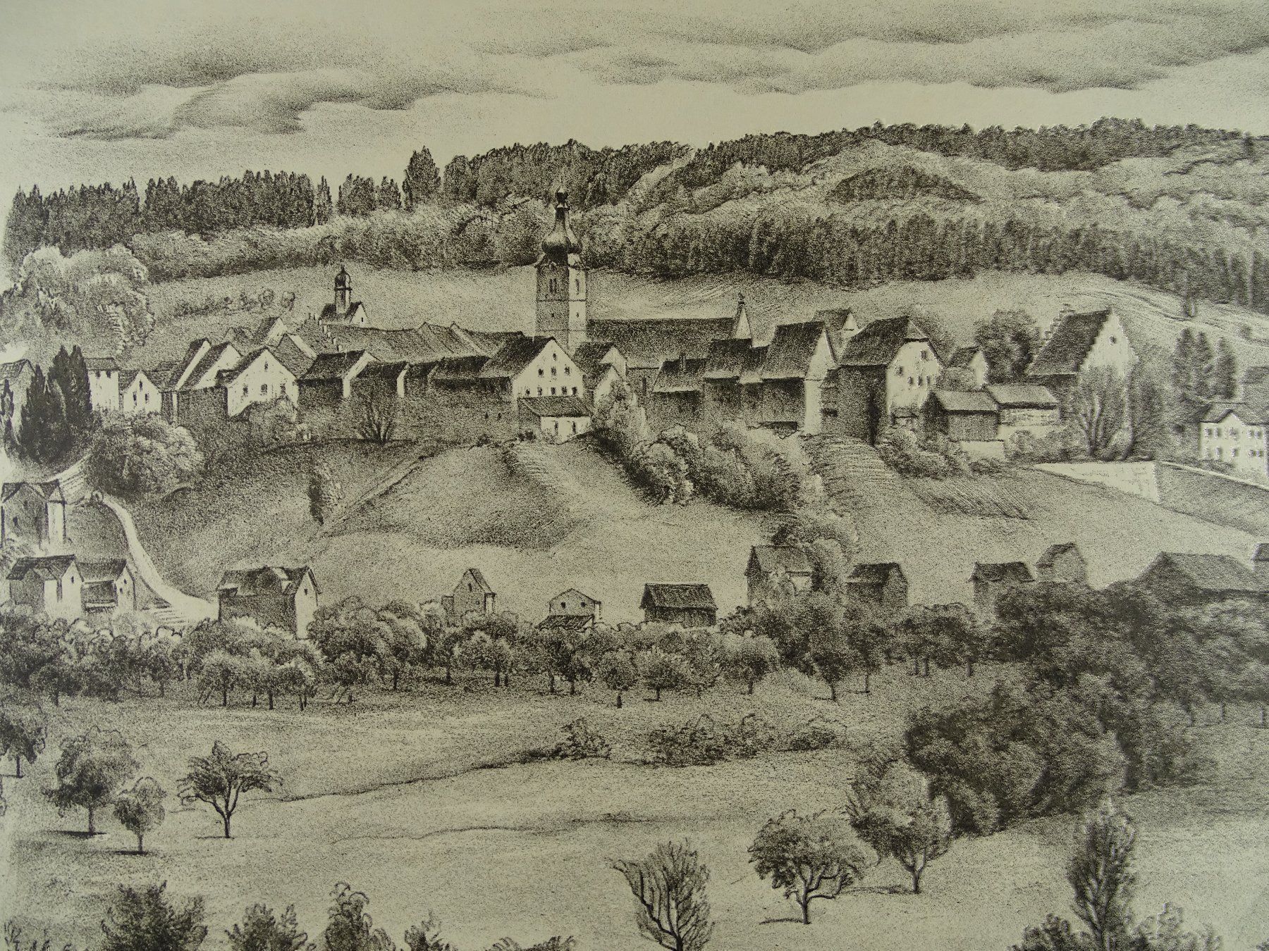 Grafica & Litografie: BISCHOFSZELL, LITHO VON E.E. SCHLATTER – Usato da Grüningen venduto da Kartensammler 2