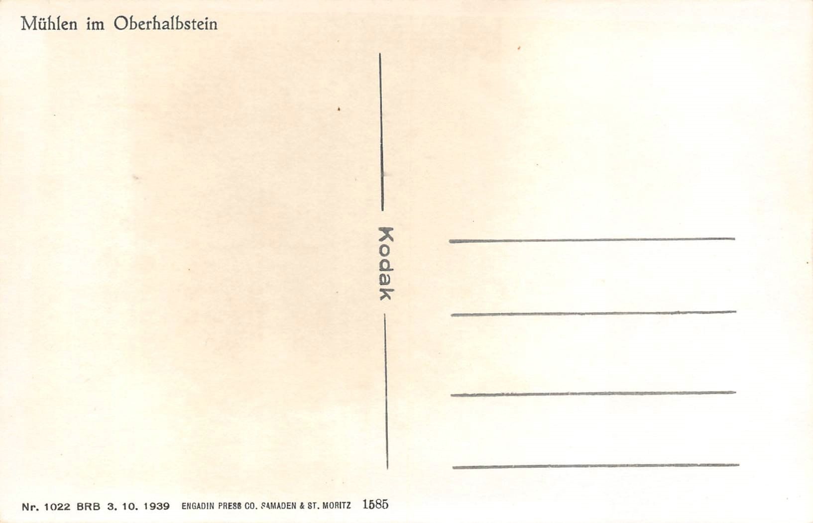 Cartoline postali: Mühlen im Oberhalbstein – Usato da Ottikon b.Kemptth. venduto da Neptun1974 1