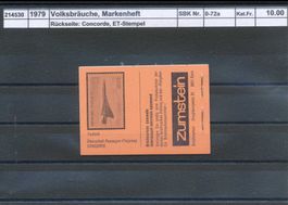 1979 Volksbräuche,"rotorange", Markenheftchen, ET gestempelt
