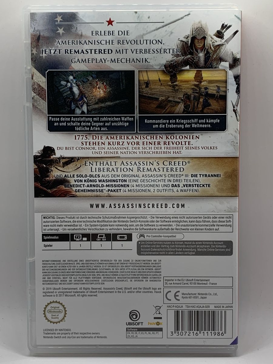 Nintendo Spiele: Nintendo Switch - Assassin's Creed III Remastered – Gebraucht aus Ostermundigen von RG-Collector 1