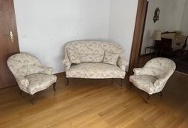 Antikes Sofa mit 2 Sesseln