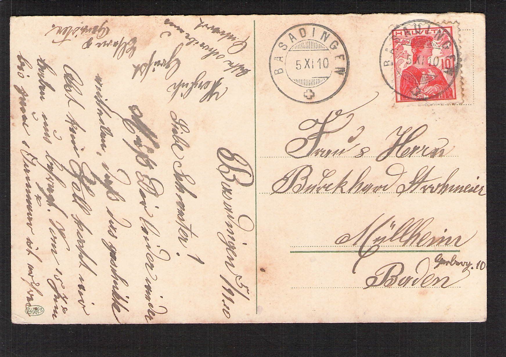 Cartoline postali: #Kirche in Brugg AG , gel. 1910 – Usato da Reichenburg venduto da Pipo-67 1