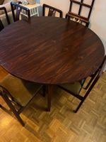 Table à manger extensible vintage en bois massif + 6 chaises
