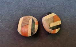 Ohrstecker Holz Mosaikmuster rund Damen 2,2cm