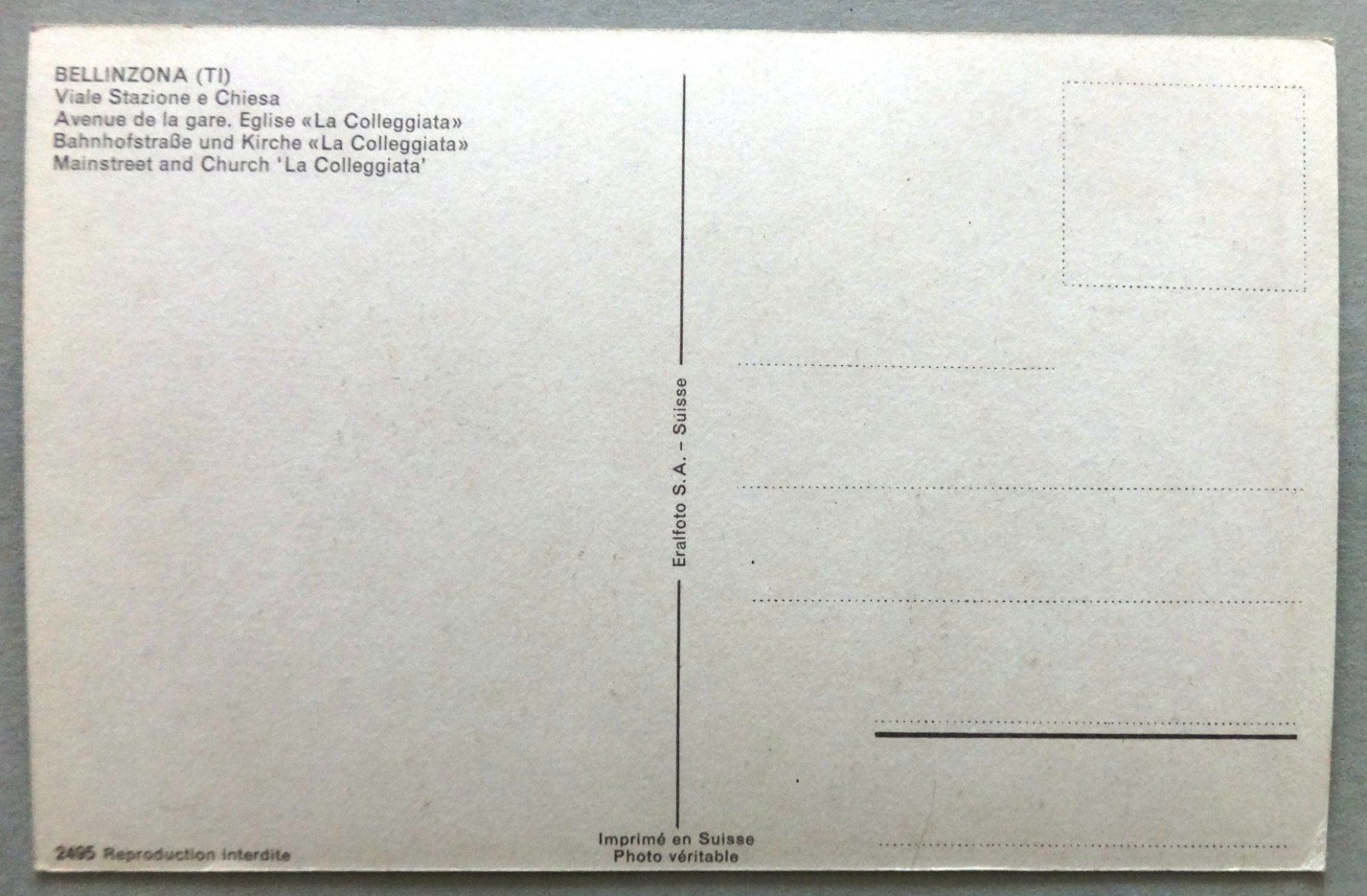 Cartoline postali: Bellinzona, Viale stazione e Chiesa – Usato da Fétigny venduto da Billy2miny 1