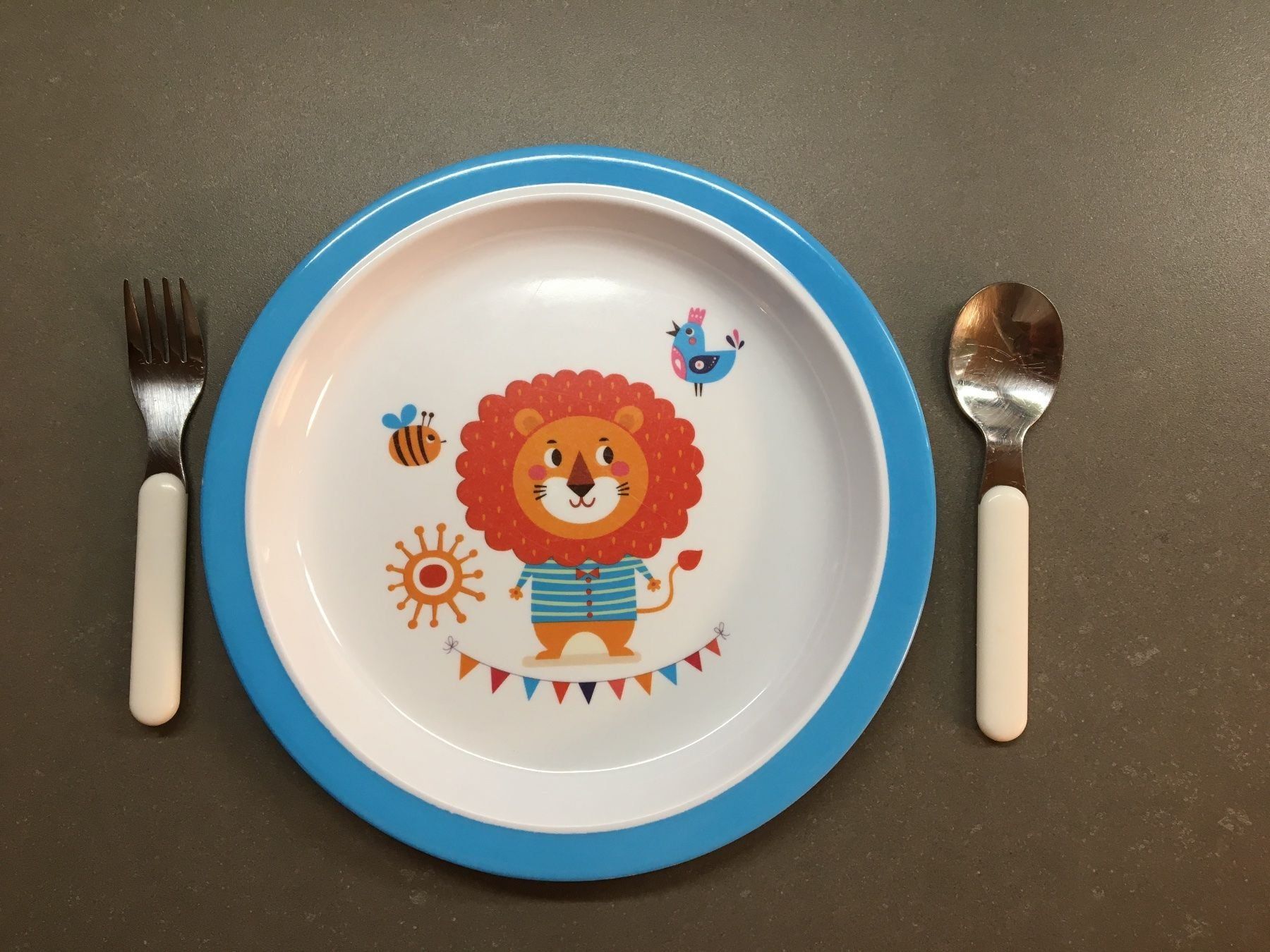 Migros Teller: Kinderteller Milette mit Gabel und Löffel – Gebraucht aus Winterthur von Qwert9