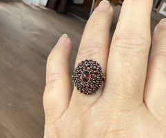Böhmische-Granaten-Ring in Silber vergoldet