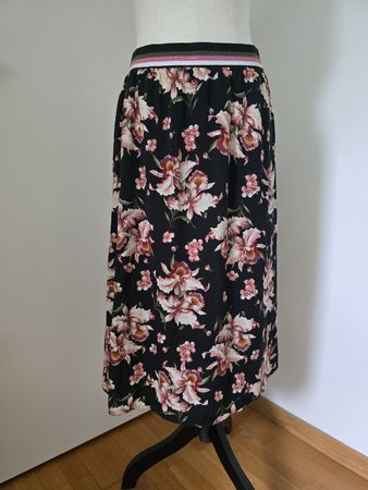 copo de nieve Maxi-Rock M – Schwarz Blumen Gummibund Glitzer
