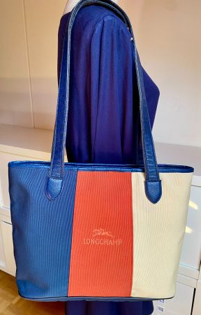 Sac Cabas Longchamp Tricolore en Toile & Cuir.