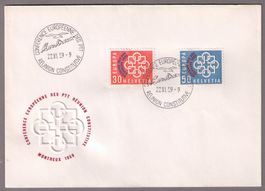 1959_349+50_EUROPA_Verschlungene Ringe+Quadrate +ZUDRUCK_FDC