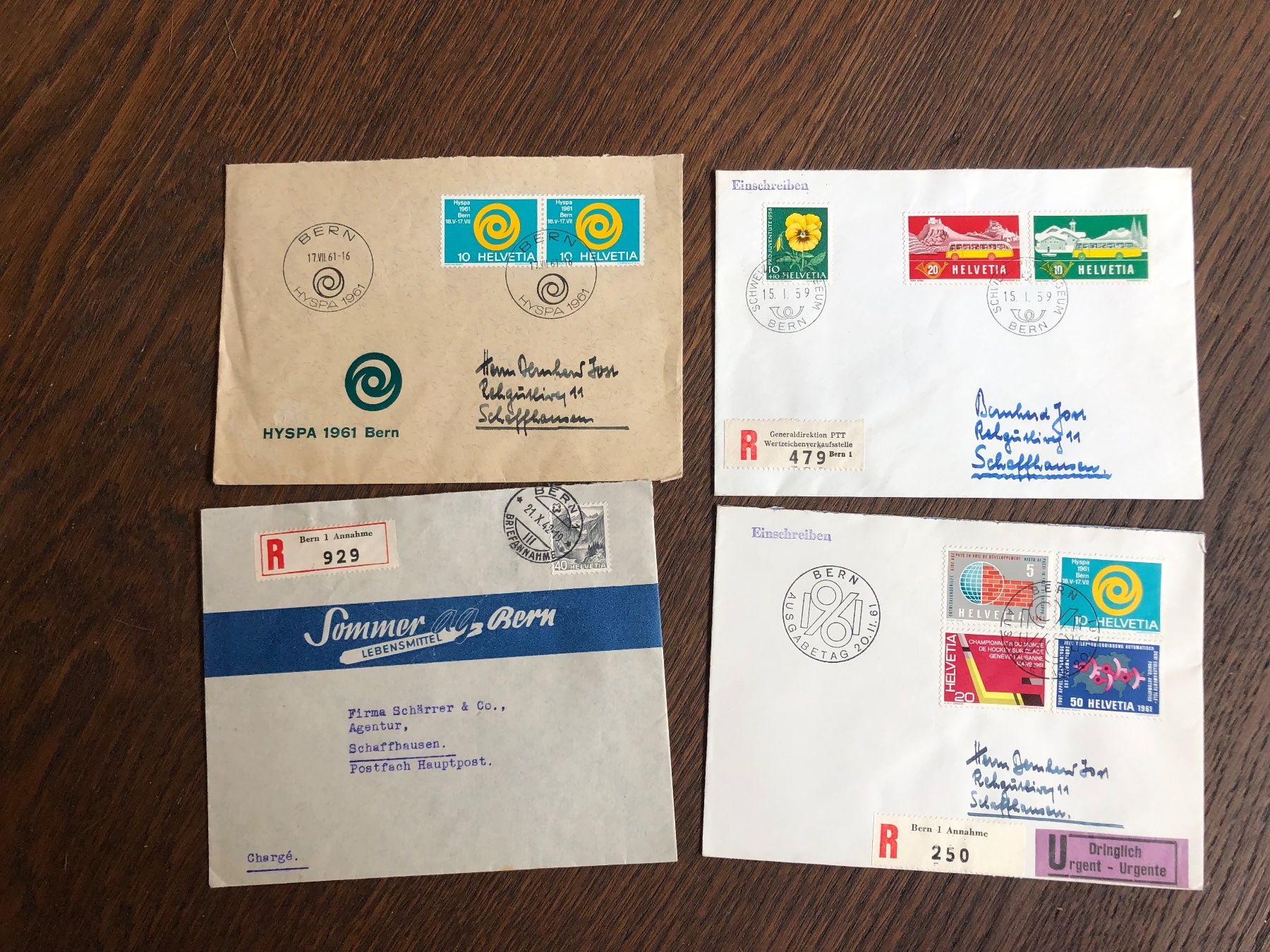Tutti i francobolli: 7 Belege SCHWEIZ - aus Archiv – Usato da Lufingen venduto da Rac0