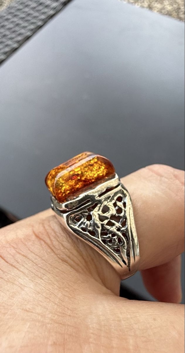 Anelli: Feuriger Bernstein-Ring in Silber 925 – Nuovo e nell'imballaggio originale da Ebikon venduto da elischka 3