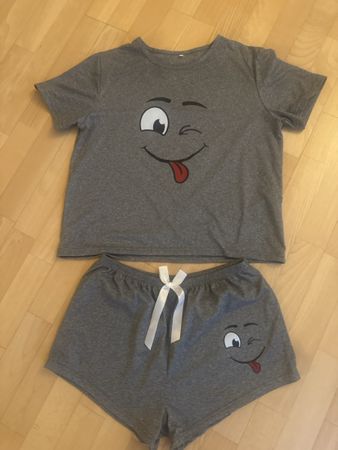 Damen Pyjama kurz grau Grösse L neu