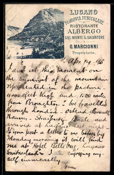 Cartoline postali: Vorläufer-AK Lugano, 1893, Ferrovia Fun – Usato da Berlin venduto da bartko-reher