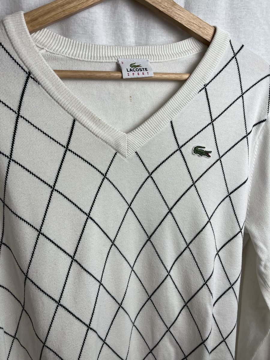 Lacoste Pulls & Sweat-shirts: Pull Lacoste blanc carreaux  – Neuf (Voir description) à Les Avanchets par lunedeneige.shop 1