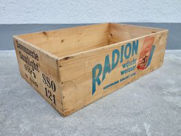 alte Holzkiste Kiste SUNLIGHT OLTEN RADION SEIFENKISTE