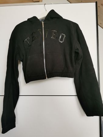 Teveo Damen Crop Zip-Hoodie schwarz in gutem Zustand