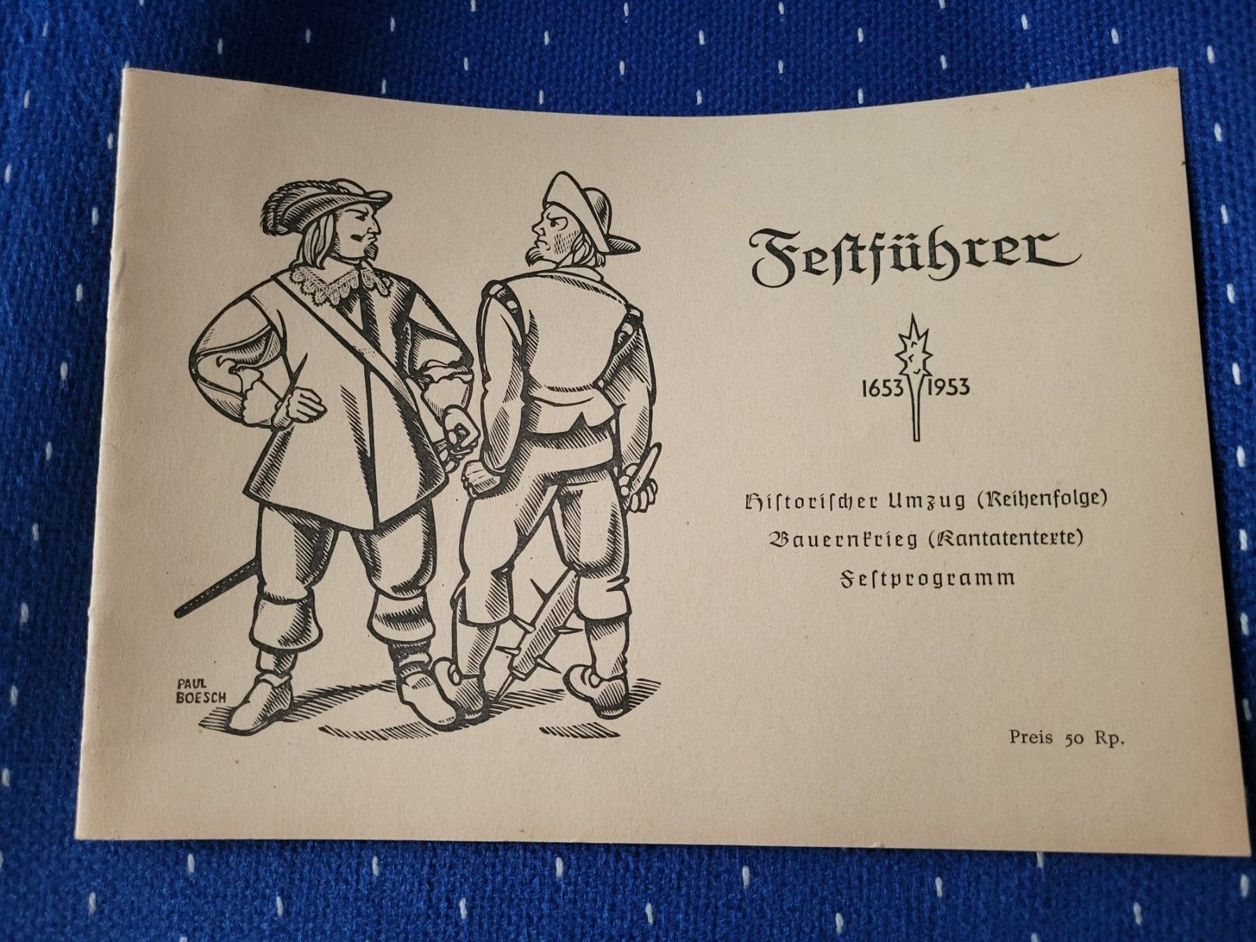 Dokumente: Festführer, 1653/1953, Historischer Umzug, Festprogramm – Gebraucht aus Langnau i. E. von Foodmaster