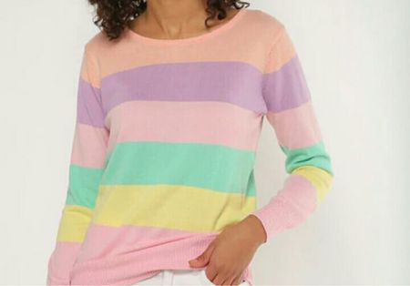 Rosa mehrfarbiger Pullover für Damen - XXL