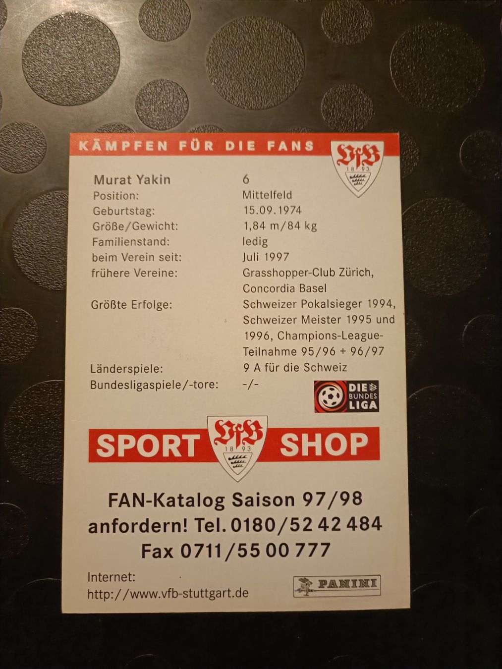 Autografi: Murat yakin - VfB Stuttgart - handsigniert – Usato da Menziken venduto da Artographs 1