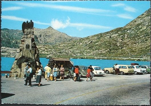Cartes postales: GOTTHARD PASS Denkmal - Kiosk - Auto – Neuf (Voir description) à Jona par philajona