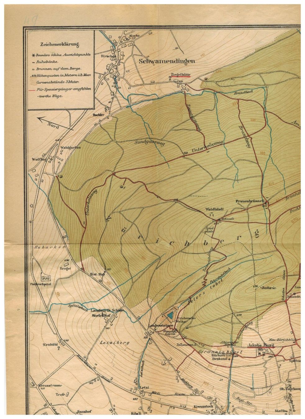 Cartine & Atlanti: Plan vom Zürich- und Adlis-Berg – Nuovo (secondo la descrizione) da Biel-Benken BL venduto da rud_yc8p 1