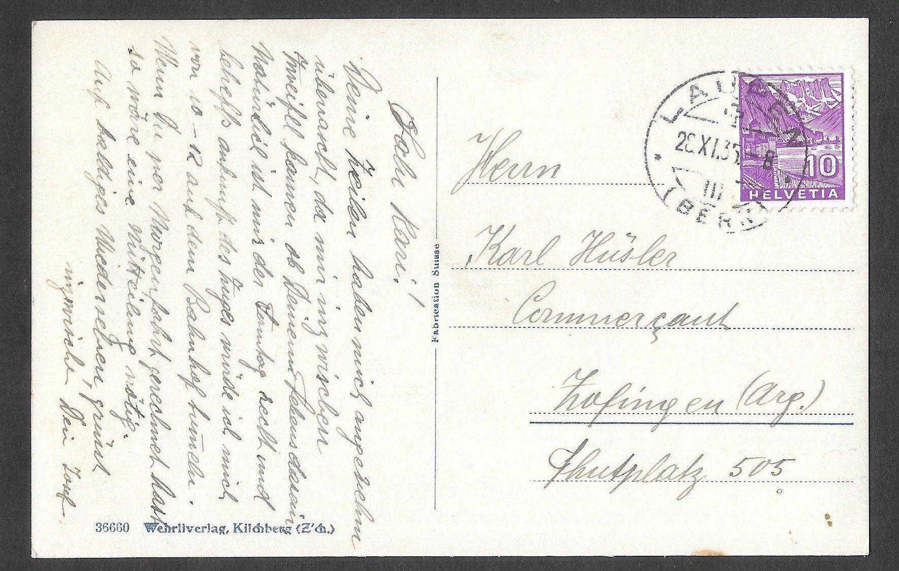 Cartoline postali: Laupen Teilansicht mit Schloss – Usato da Olten venduto da clotaldi 1