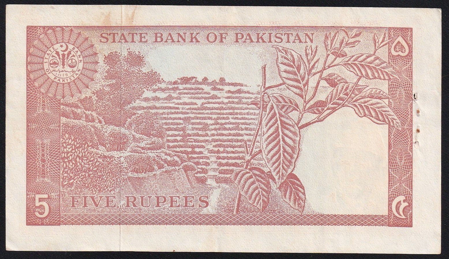 Banconote: Pakistan 5 Rupees 1972 – Usato da Brugg AG venduto da banknoten_muesli 1