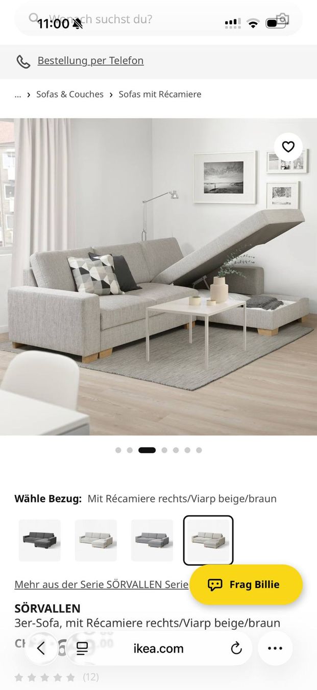 Ikea Divani: Ecksofa Sörvallen mit Récamiere links, hellgrau – Usato da Zug venduto da Coca99 7