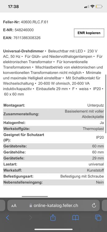 X Feller Edizio Due Up Universal Dreh Dimmer Kaufen Auf Ricardo