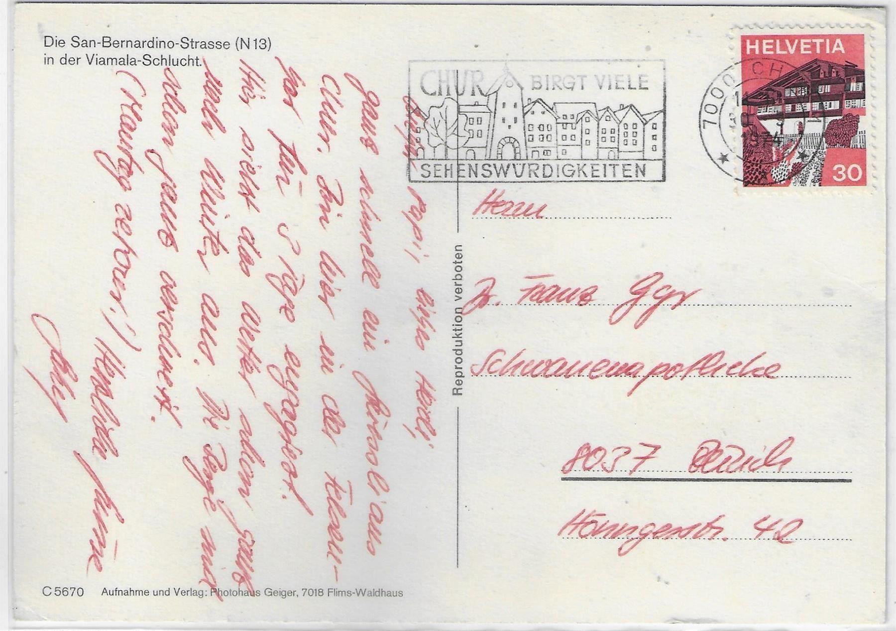 Cartoline postali: Die San-Bernardino-Strasse N13 in der – Usato da Ettingen venduto da Kartenplanet 1