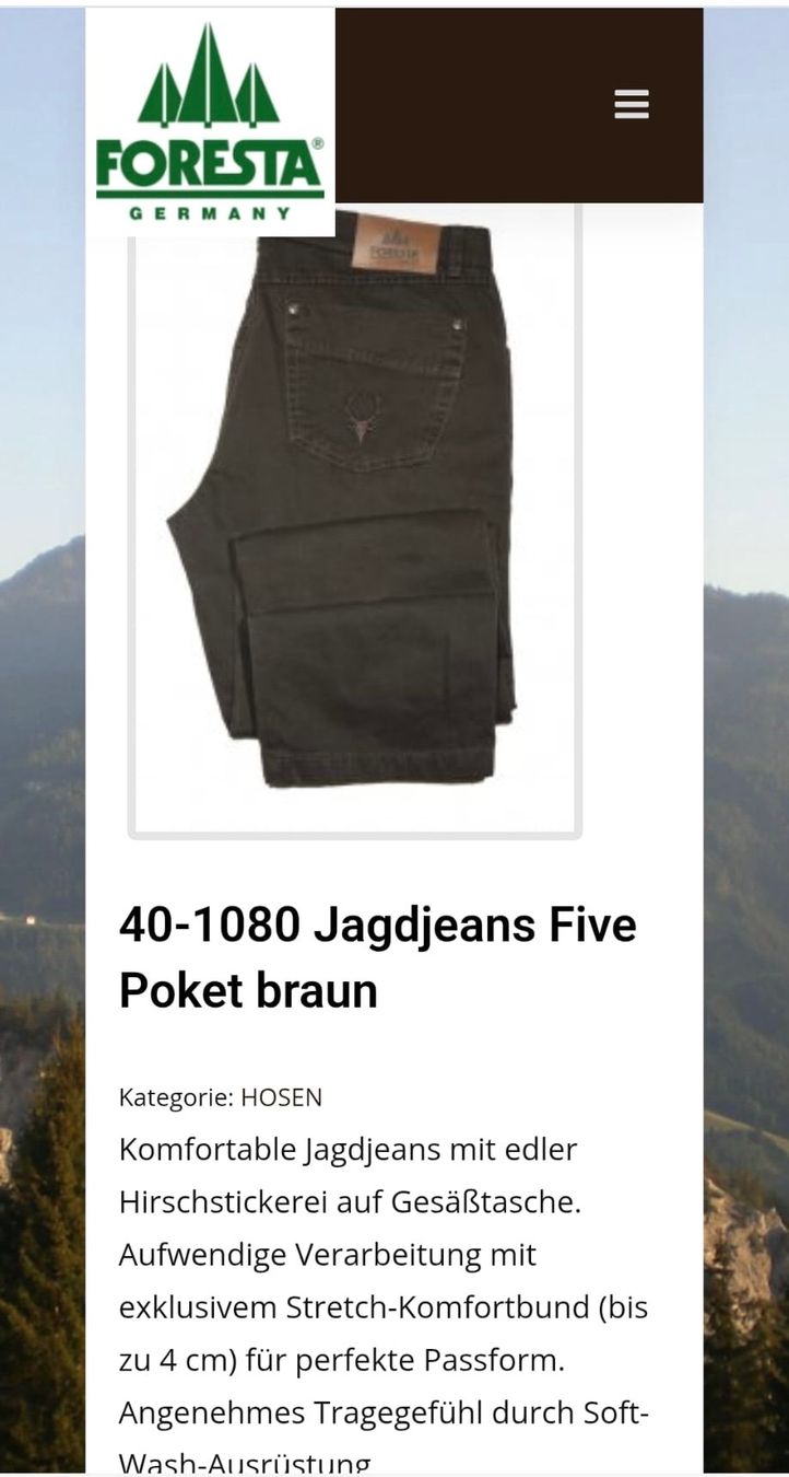Jeans: Jagd Jeans Gr. 56 Foresta – Usato da Nottwil venduto da Frontal