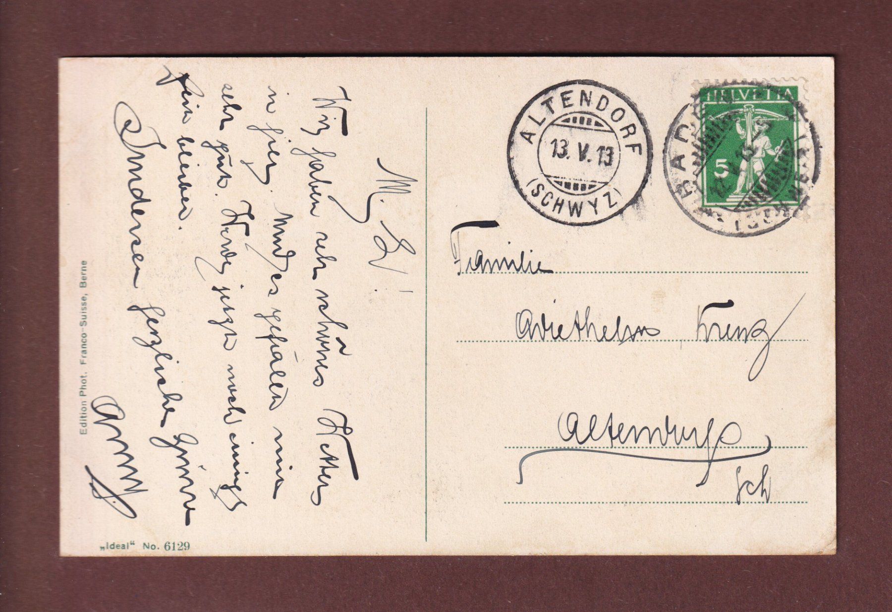 Ansichtskarten: BADEN - Casino - 1913 – Gebraucht aus Pully von nicecards-shop 1