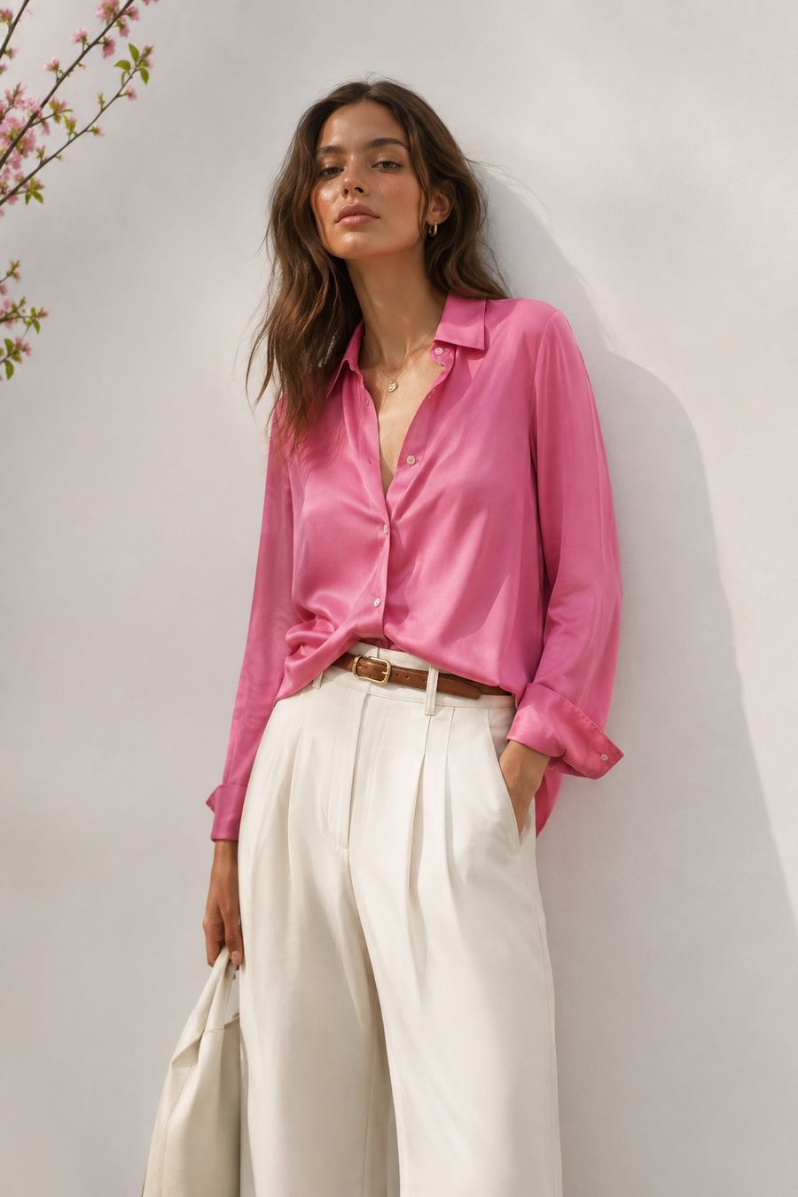 Mango Camicette: MANGO satiniertes Hemd Hemdbluse Bluse Gr.L (38-40) NEU – Nuovo e nell'imballaggio originale da Rotkreuz venduto da beltraum