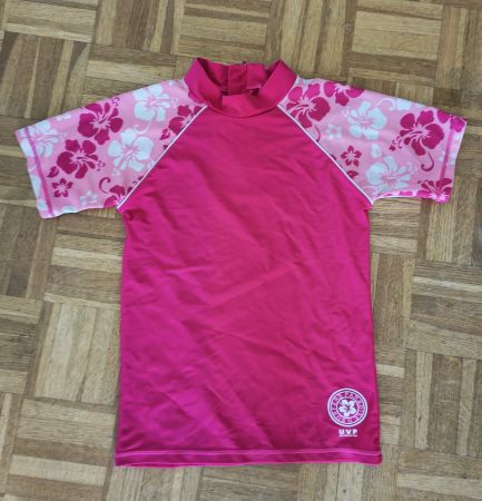 Kinder UV-Shirt kurz Gr 152 Mädchen, pink mit Reisverschluss