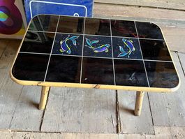 50 er jahre salontisch platten / bambus, 80/49 H 51