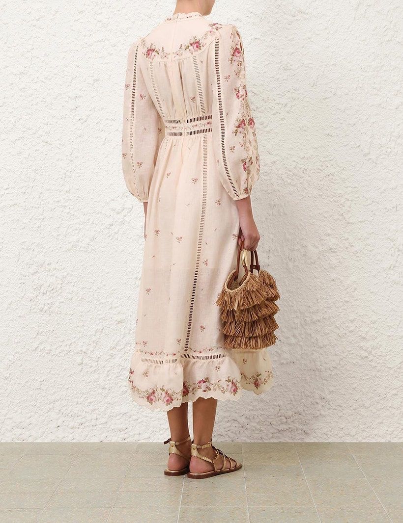 Vestiti: Floral Linen Blend Midi Dress – Nuovo (secondo la descrizione) da St.Josefen venduto da lop_lh8d 4