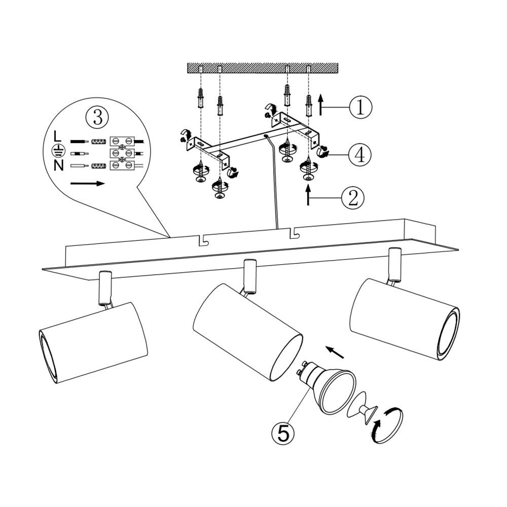 Lampadari & plafoniere: Deckenstrahler, Schwarz, 48 cm x 9 cm – Nuovo (secondo la descrizione) da Kreuzlingen venduto da Smart-Light 3