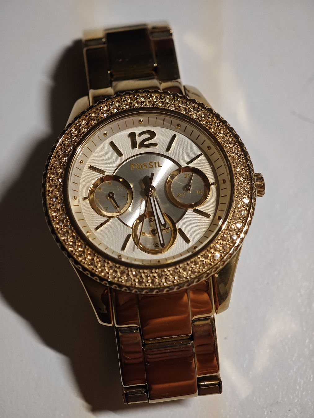 Fossil Orologi: Fossil Uhr Farbe Gold mit Strass – Usato da Hallau venduto da simista 3