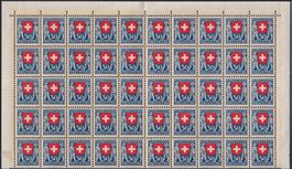 1925, J36 (SCHWEIZ) im seltenen 50er-Halbbogen, Kat: 250.-+