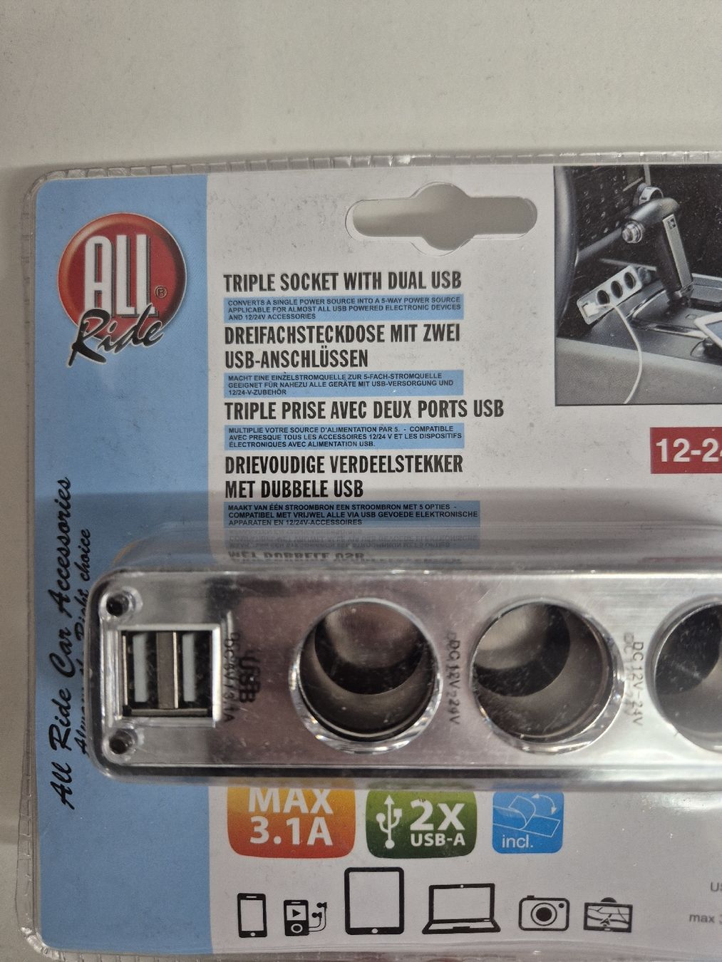 Stecker: All Ride Dreifachsteckdose mit USB, 12-24V, Neu – Neu und originalverpackt aus Möhlin von ire_526p 3
