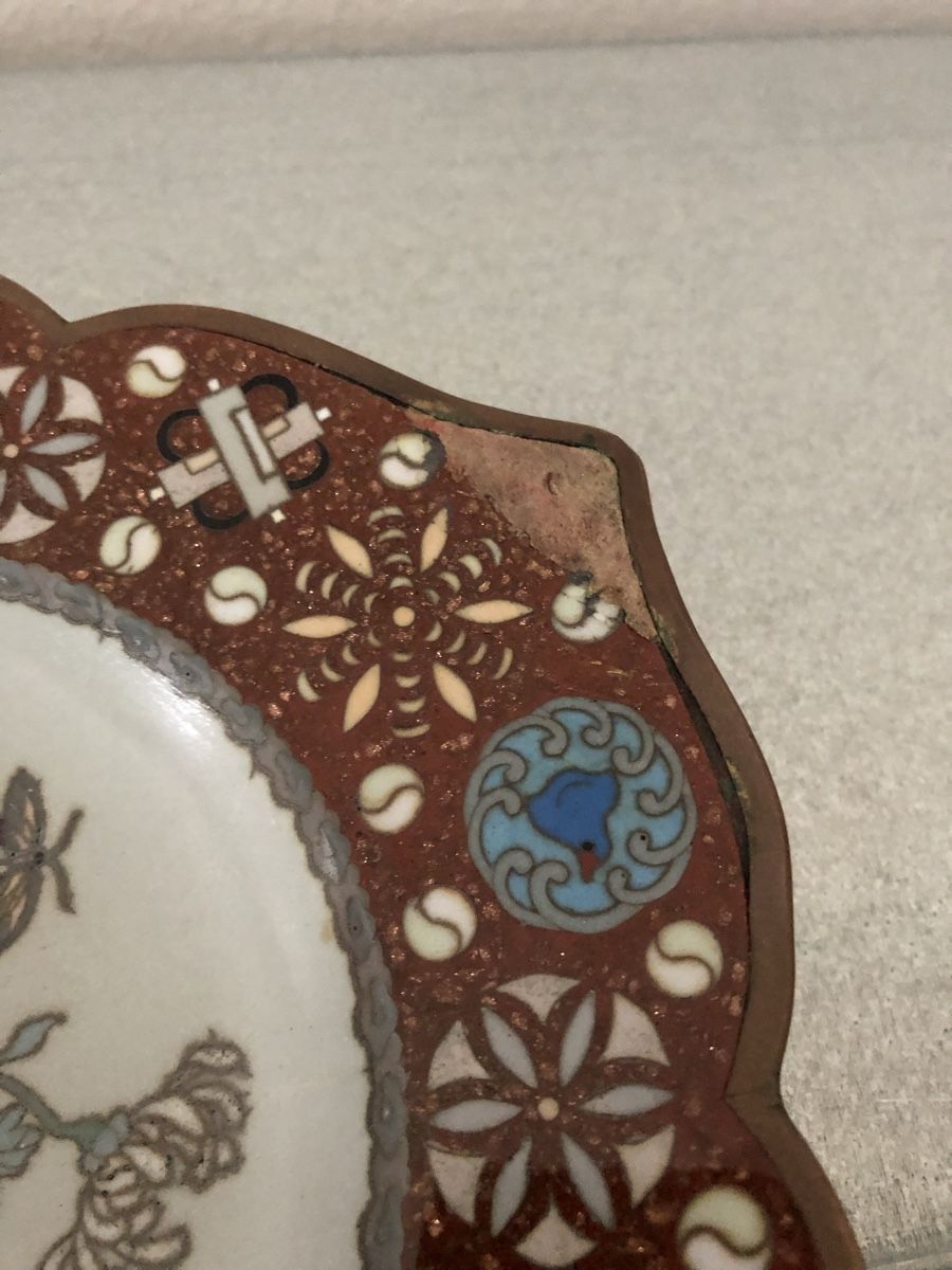 Piatti: Antiker japanischer Cloisonné-Emaille-Teller – Usato da Basel venduto da Amechan. 4
