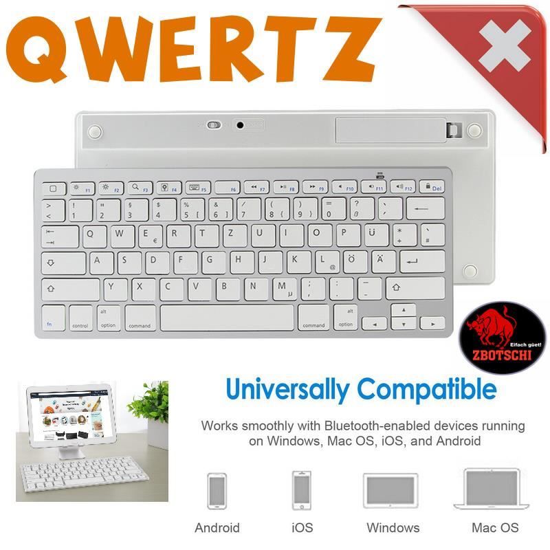 Tastiere: Bluetooth Tastatur QWERTZ PC Apple iPad macOS Android Tablet – Nuovo e nell'imballaggio originale da Visp venduto da zbotschi