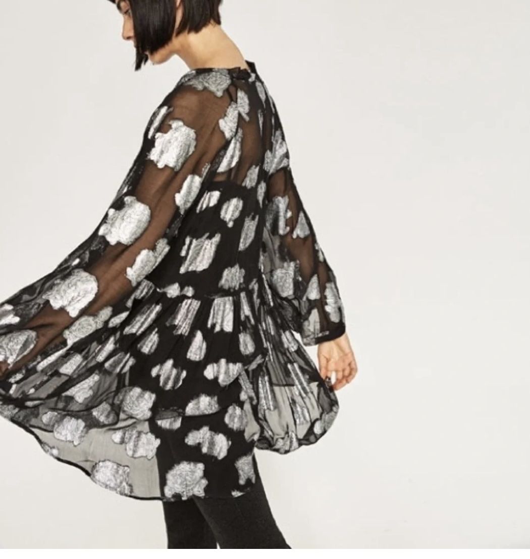 Zara Vestiti: Zara Black & Silver Sparkle Sheer Tunic - Size Medium – Nuovo (secondo la descrizione) da Worblaufen venduto da ble_8s65 1