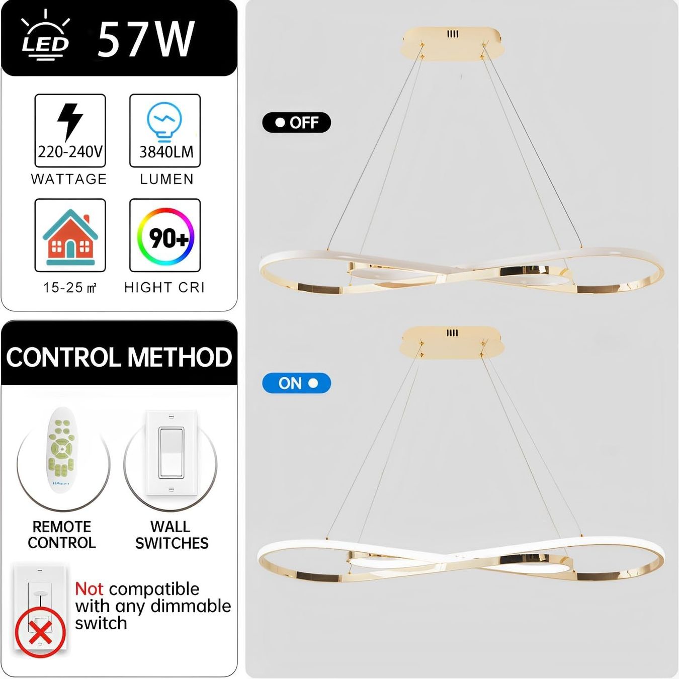 Kronleuchter & Deckenlampen: Pendelleuchte 57W Dimmbare LED Höhenverstellbar Deckenleucht – Neu und originalverpackt aus Herisau von Serenco 5