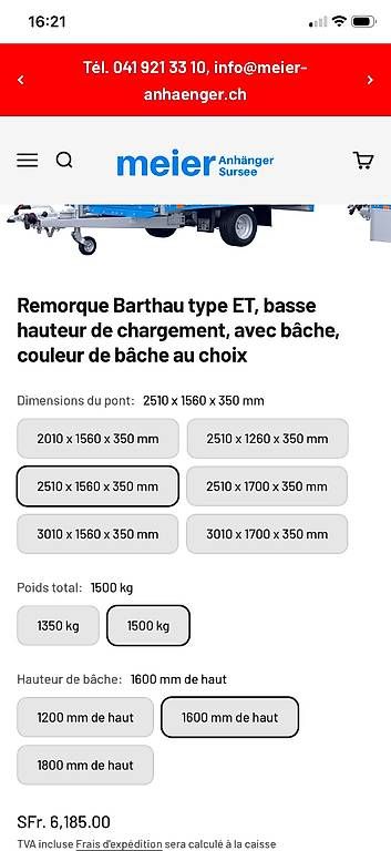 Anhänger: Remorque Barthau Bâchée état neuf  – Gebraucht aus Evionnaz von Topi08 4