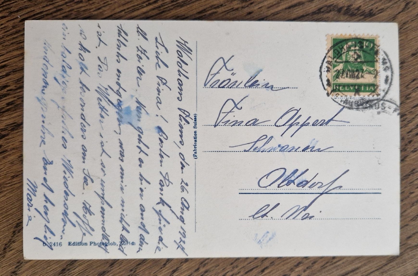 Cartoline postali: Flims Caumasee Waldpromenade 1927 – Usato da Ebikon venduto da Donar50 1